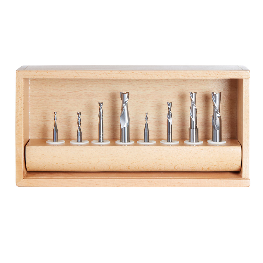 Amana AMS-125 8-Piece Up & Down-Cut Spiral CNC Router Bit Collection