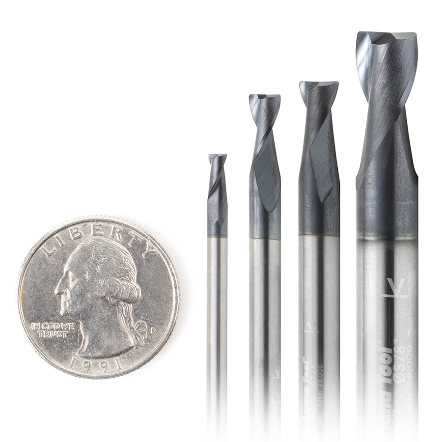 Amana AMS-154 4-Pack CNC Spiral End Mill, Steel & Stainless Steel Cutting with AlTiN Coating Router Bits