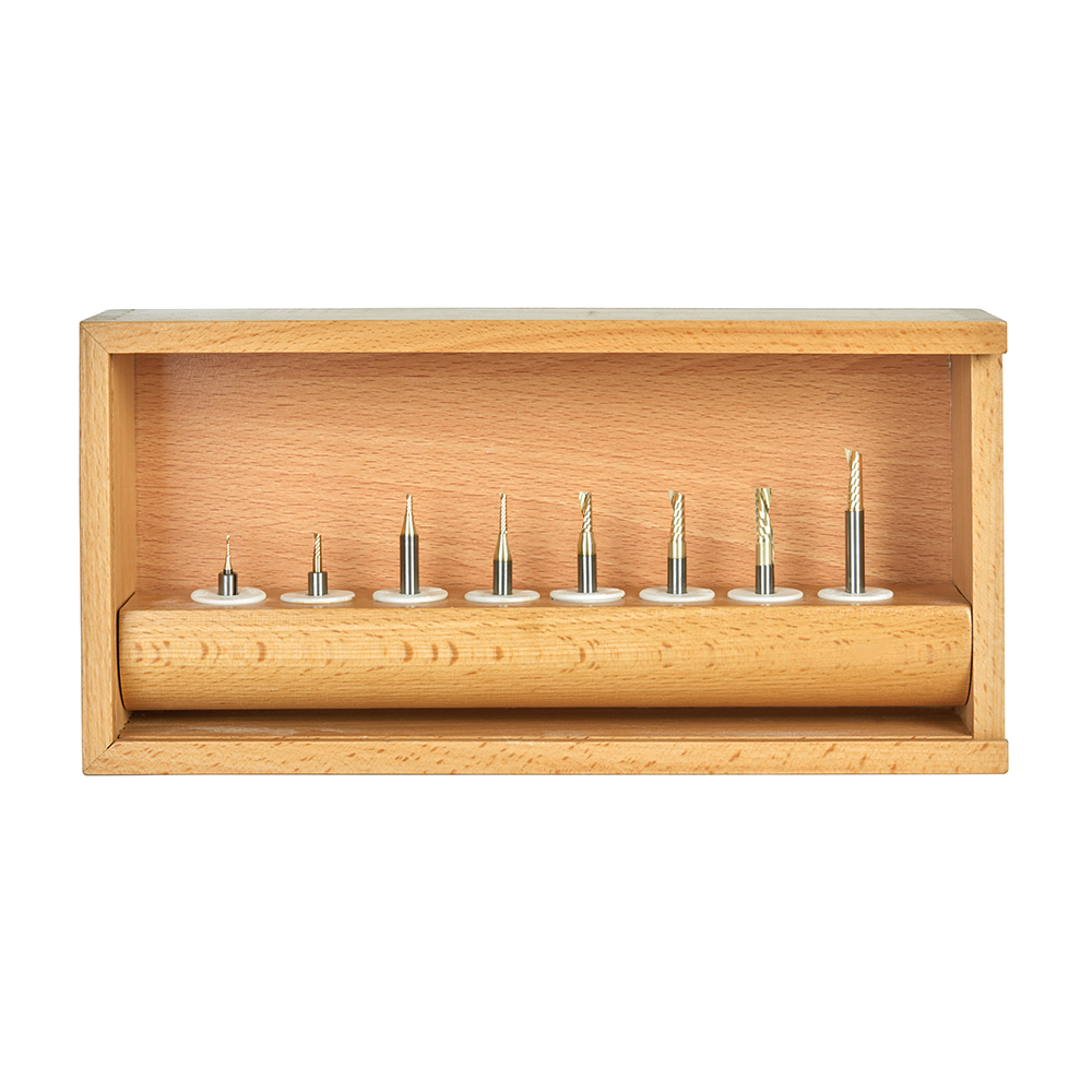 Amana AMS-160-Z 8-Pc Aluminum Cutting Solid Carbide Spiral 'O' Flute CNC ZrN Coated Router Bit Collection
