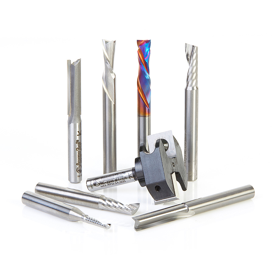 Amana AMS-164 8-Pc CNC Starter Router Bit Collection, 1/4 Inch Shank