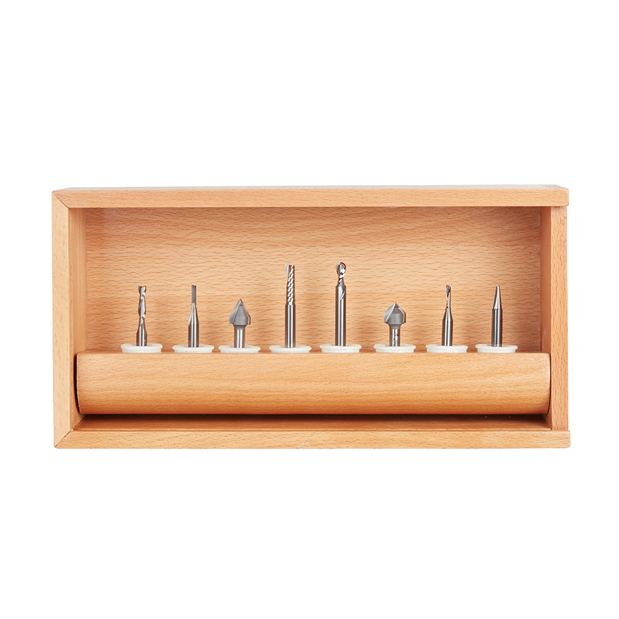 Amana AMS-168 8-Pc General Purpose CNC Router Bit Collection #II, 1/4 Inch Shank