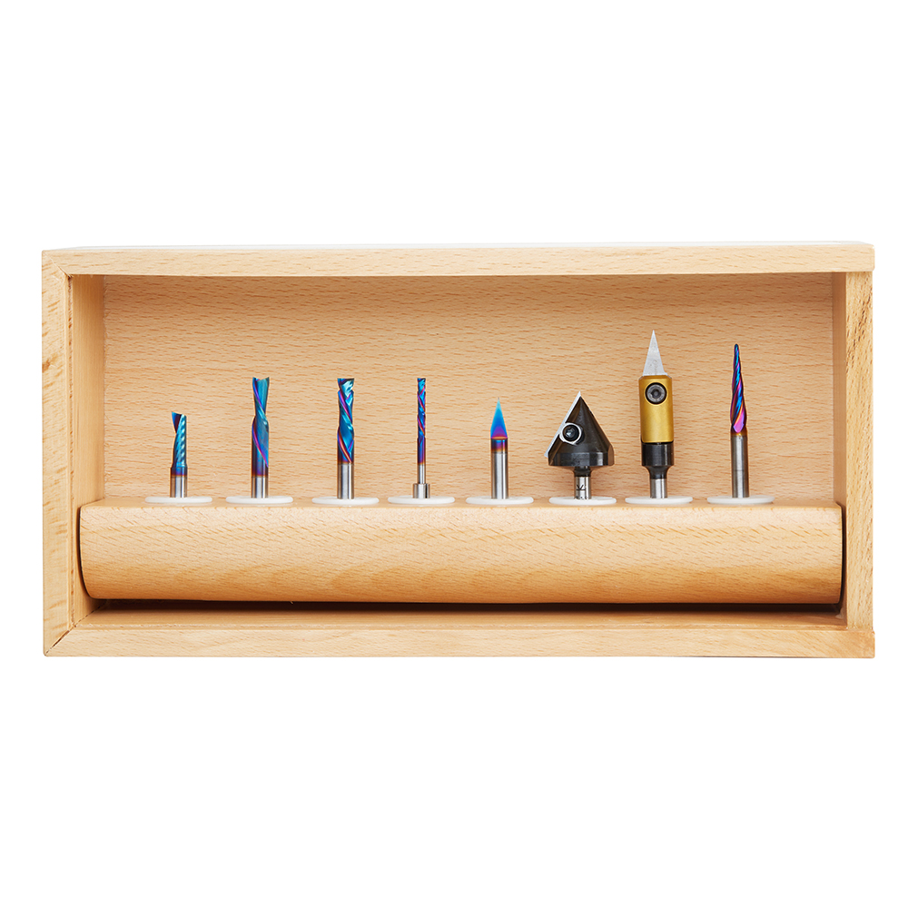 Amana AMS-169 10-Pc CNC Signmaking Router Bit Set IV, 1/8 & 1/4 Inch Shank