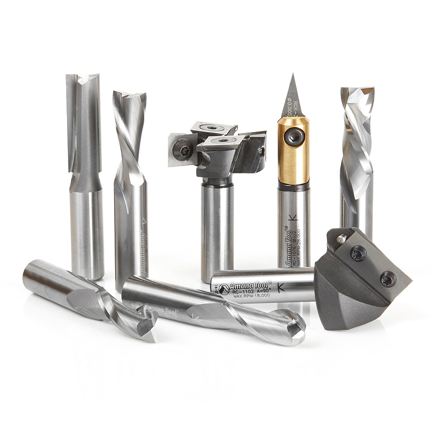 Amana AMS-170 8-Pc General Purpose CNC Router Bit Collection, 1/2 Inch Shank