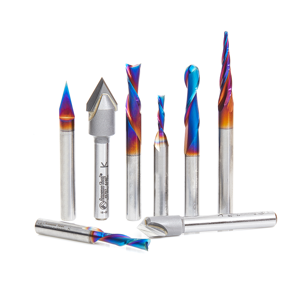 Amana AMS-174-B 8-Pc General Purpose CNC Router Bit Collection III, 1/4 Inch Shank