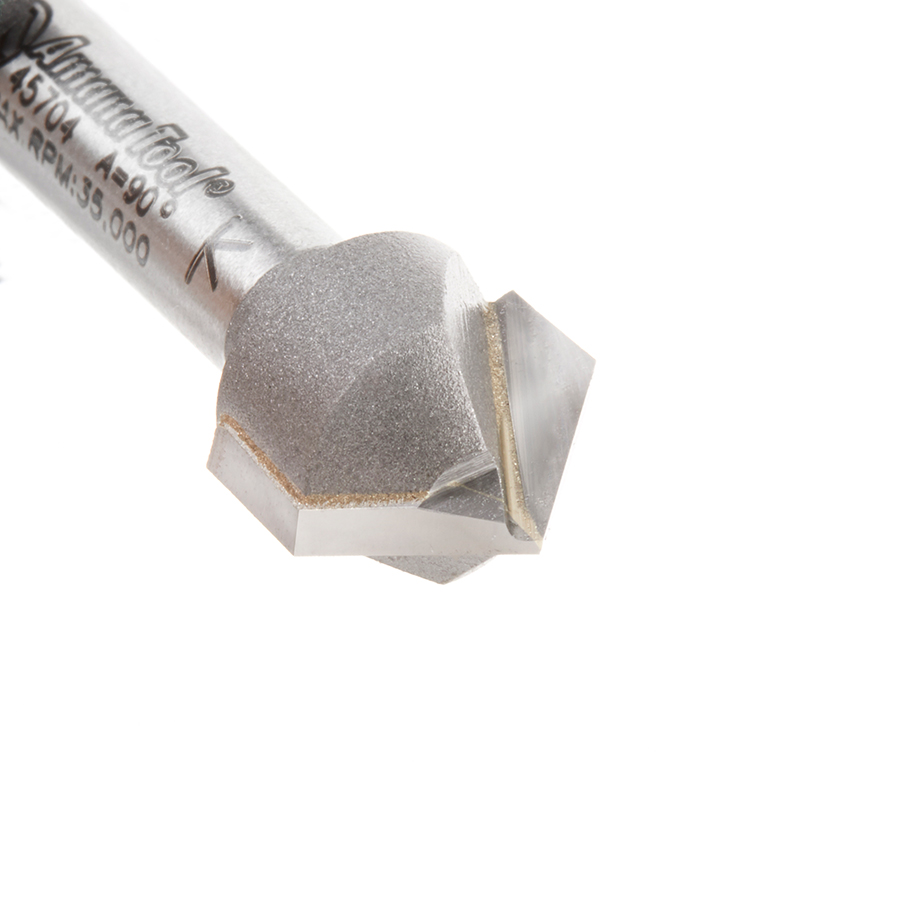 Amana AMS-193 2-Pc Solid Carbide and Carbide Tipped 18 & 90 Degree Signmaking/Engraving Router Bit Pack, 1/4 Inch Shank