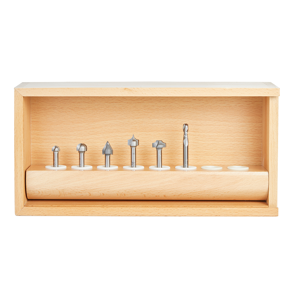Amana AMS-223 6-Pc CNC Lettering Router Bit Set, 1/4 Inch Shank