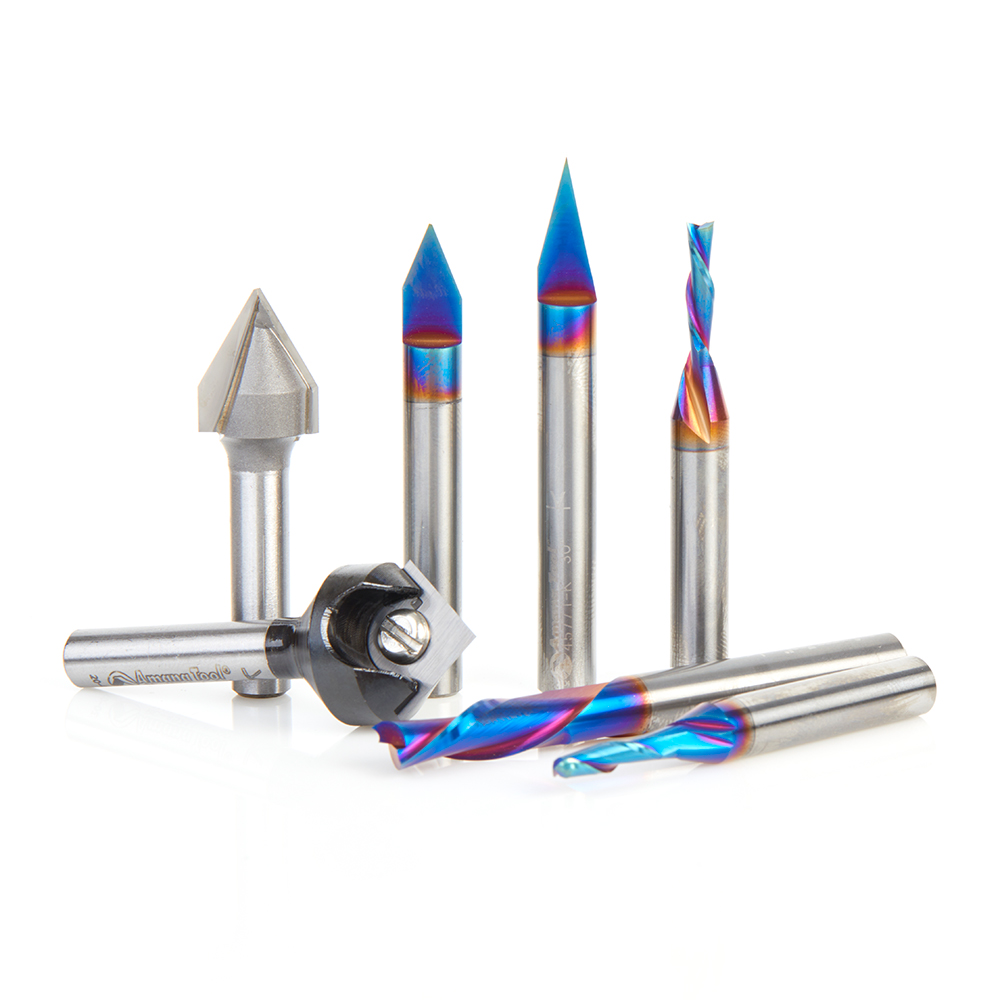 Amana AMS-227 7-Pc 3D Signmaker Set, 1/4 Inch Shank