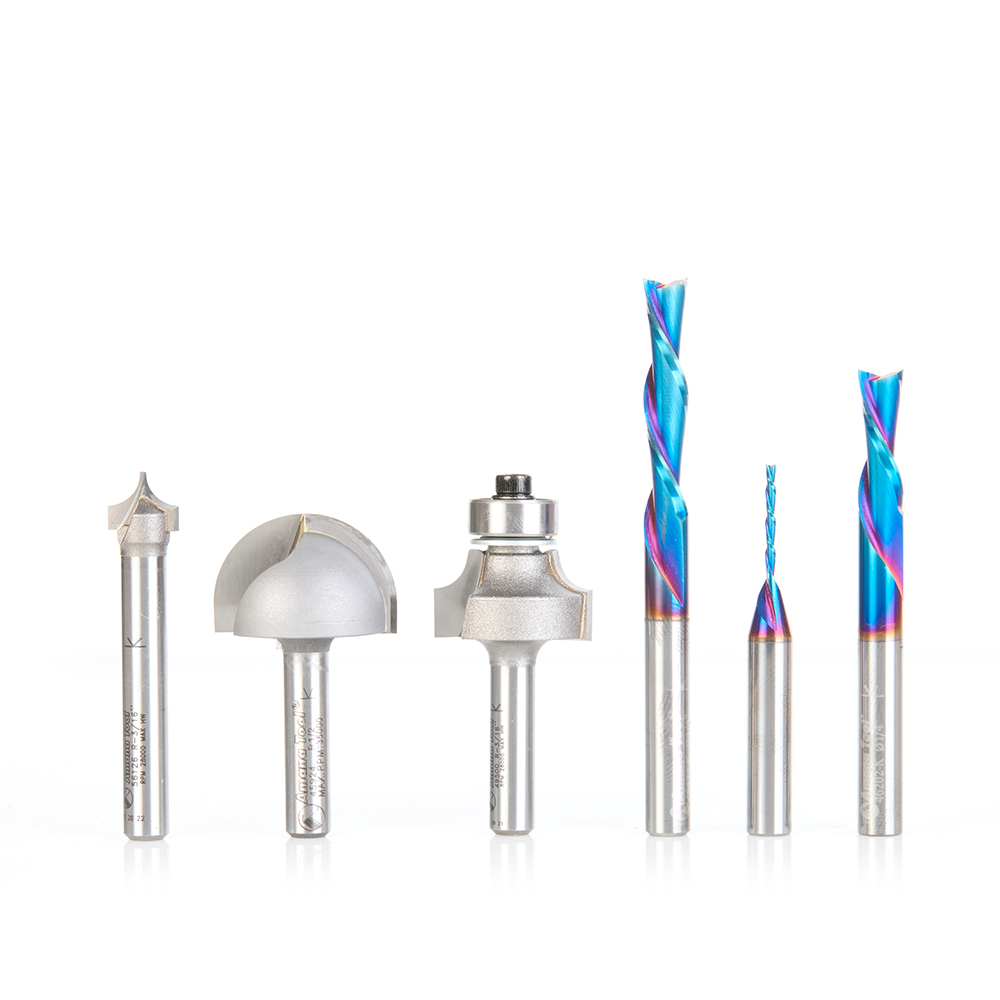 Amana AMS-320 6-Pc CNC Electric Guitar Making Router Bit Set, 1/4 Shank