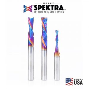 Amana AMS-330-K 3-Pc Spektra, Extreme Tool Life Coated CNC Cabinet Making with Custom Diameter Pin Holes Router Bit Pack