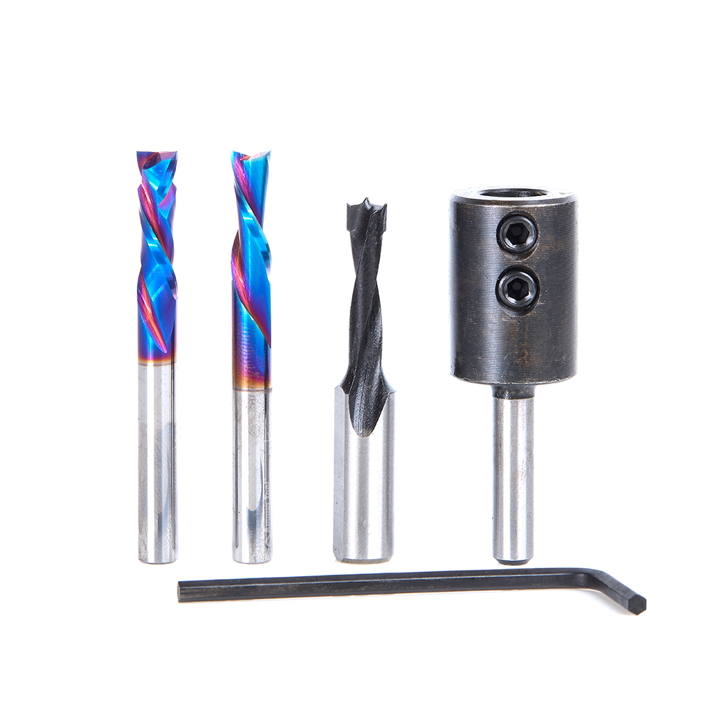 Amana AMS-334 4-Pc CNC Cabinet Making with 1/4 Dia Pin Holes Router Bit Pack
