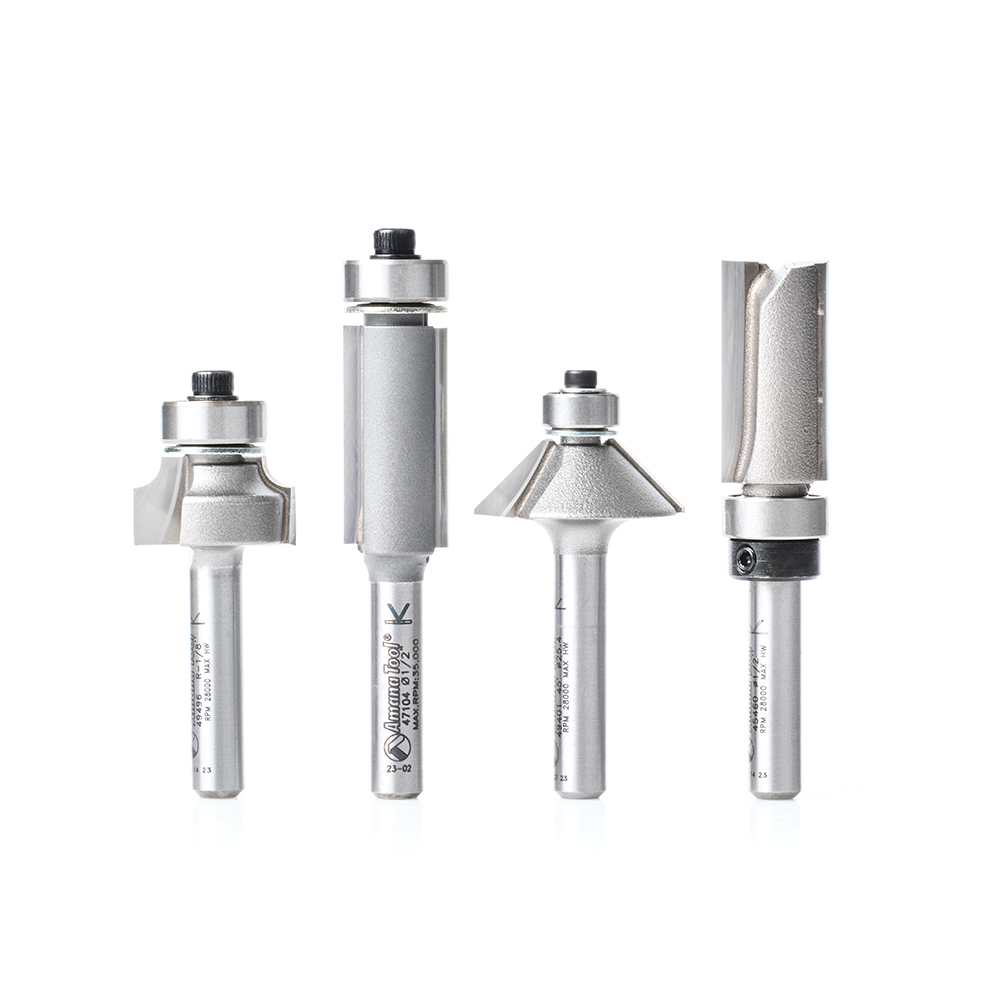 Amana AMS-553 4-Pc 1/4 Inch Shank Compact Router Bit Set