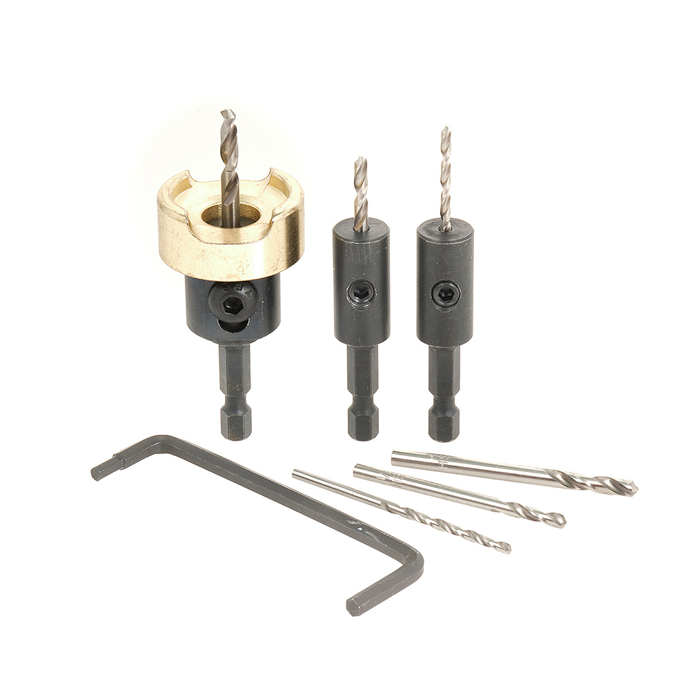 Amana AMS-618 7-Pc Drill Adapter Set with Stopper and Replacement HSS Drills
