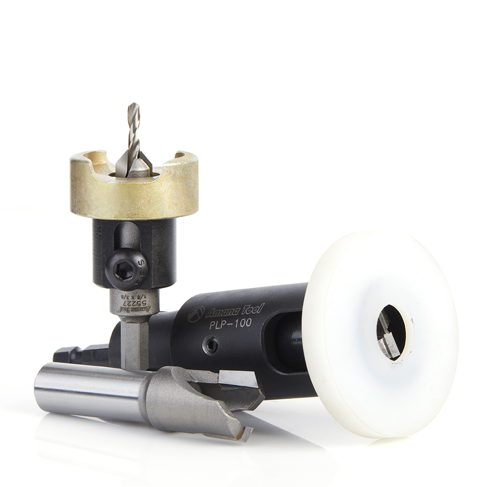 Amana AMS-626 3-Pc Adjustable Depth-Stop No-Mar Countersink, Plug Planer and Plug Cutter Set