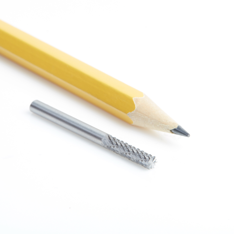 Amana BURS-080 Solid Carbide Cylindrical Shape with End Cut 1/8 Dia x 9/16 x 1/8 Shank Double Cut SB Burr Bit for Die-Grinders