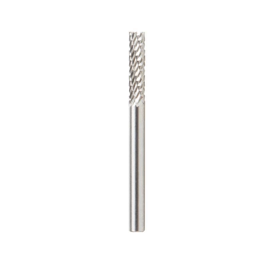 Amana BURS-080 Solid Carbide Cylindrical Shape with End Cut 1/8 Dia x 9/16 x 1/8 Shank Double Cut SB Burr Bit for Die-Grinders