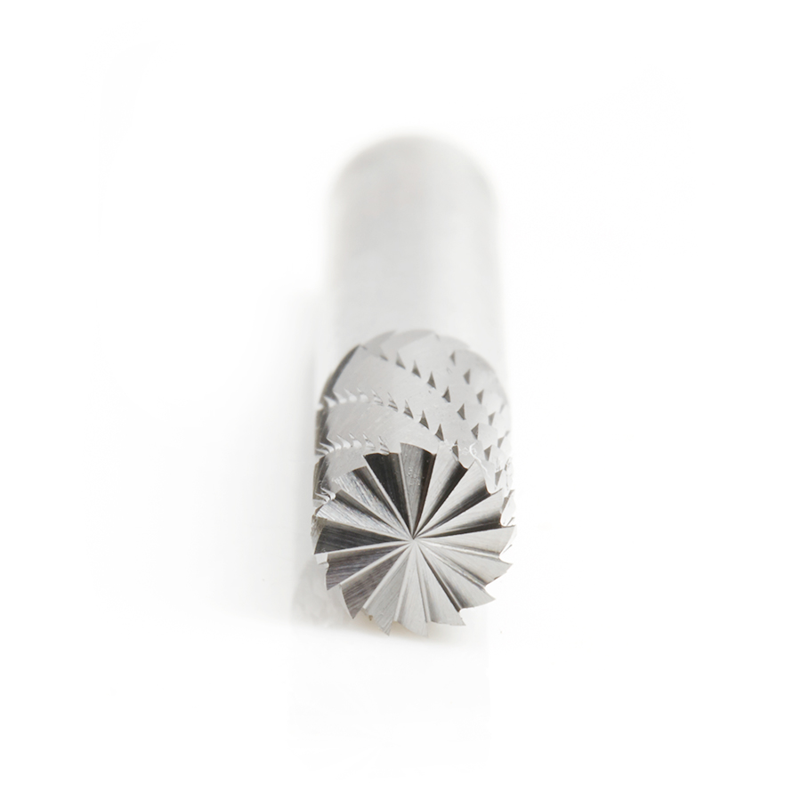 Amana BURS-082 Solid Carbide Cylindrical Shape with End Cut 1/4 Dia x 5/8 x 1/4 Shank Double Cut SB Burr Bit for Die-Grinders