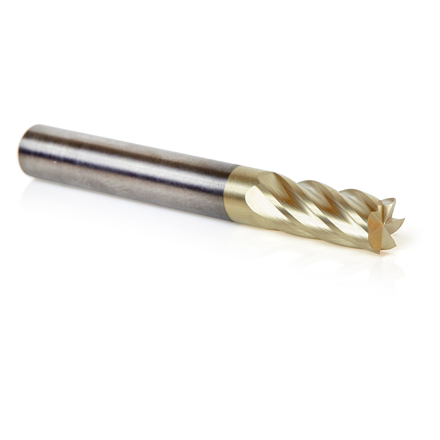 Amana BURS-082NF Solid Carbide Cylindrical Shape with End Cut 1/4 Dia x 5/8 x 1/4 Shank Non-Ferrous ZrN Coated SB Burr Bit for Die-Grinders
