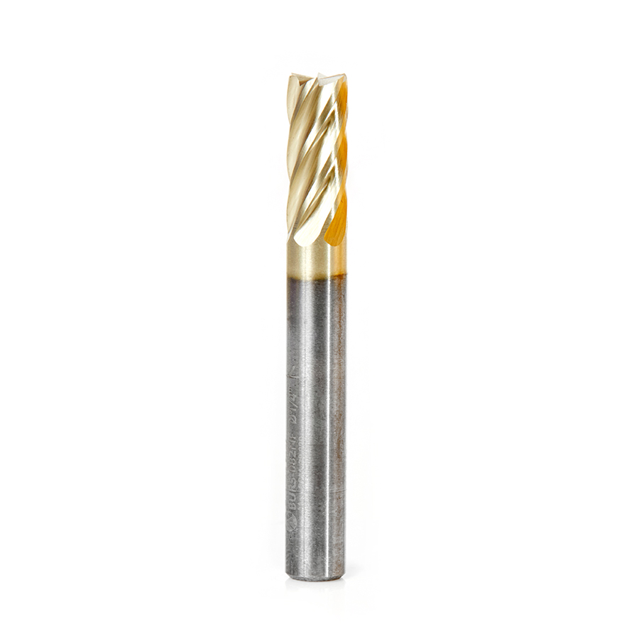Amana BURS-082NF Solid Carbide Cylindrical Shape with End Cut 1/4 Dia x 5/8 x 1/4 Shank Non-Ferrous ZrN Coated SB Burr Bit for Die-Grinders