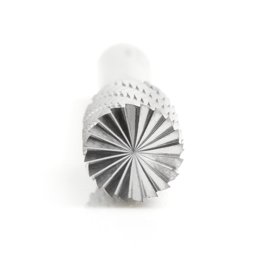 Amana BURS-084 Solid Carbide Cylindrical Shape with End Cut 3/8 Dia x 3/4 x 1/4 Shank Double Cut SB Burr Bit for Die-Grinders