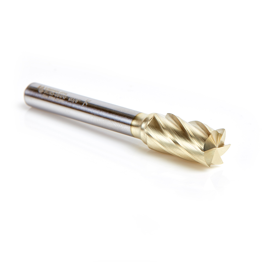 Amana BURS-084NF Solid Carbide Cylindrical Shape with End Cut 3/8 Dia x 3/4 x 1/4 Shank Non-Ferrous ZrN Coated SB Burr Bit for Die-Grinders