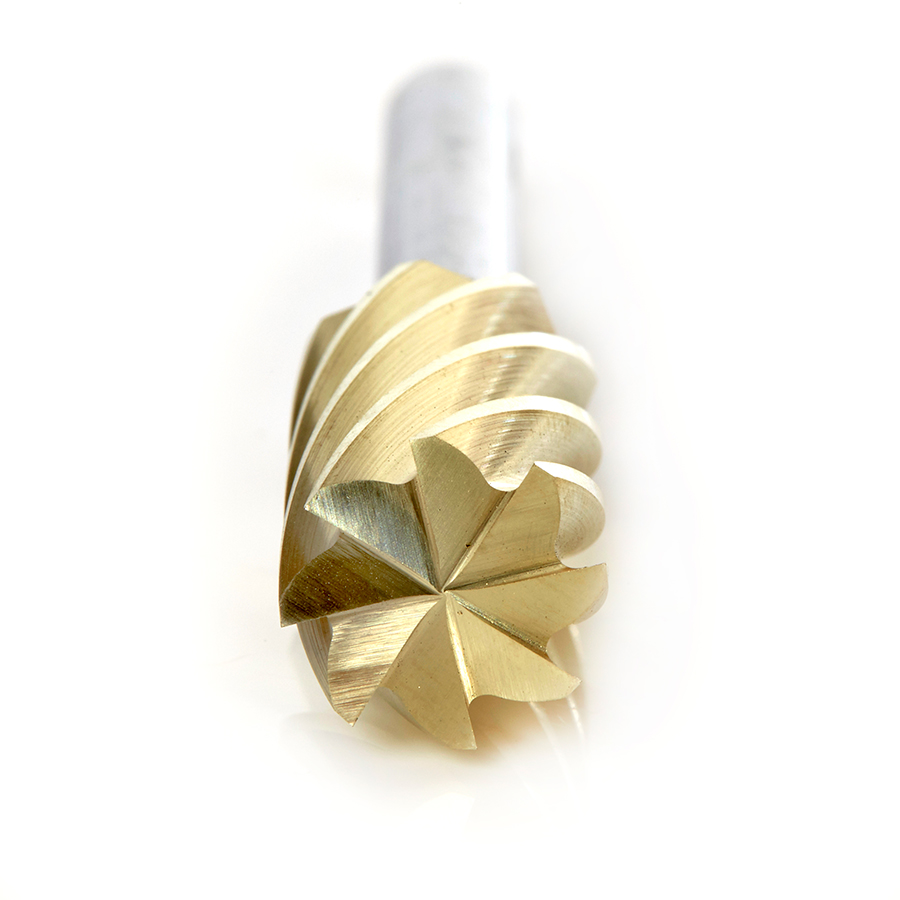 Amana BURS-088NF Solid Carbide Cylindrical Shape with End Cut 1/2 Dia x 1 x 1/4 Shank Non-Ferrous ZrN Coated SB Burr Bit for Die-Grinders