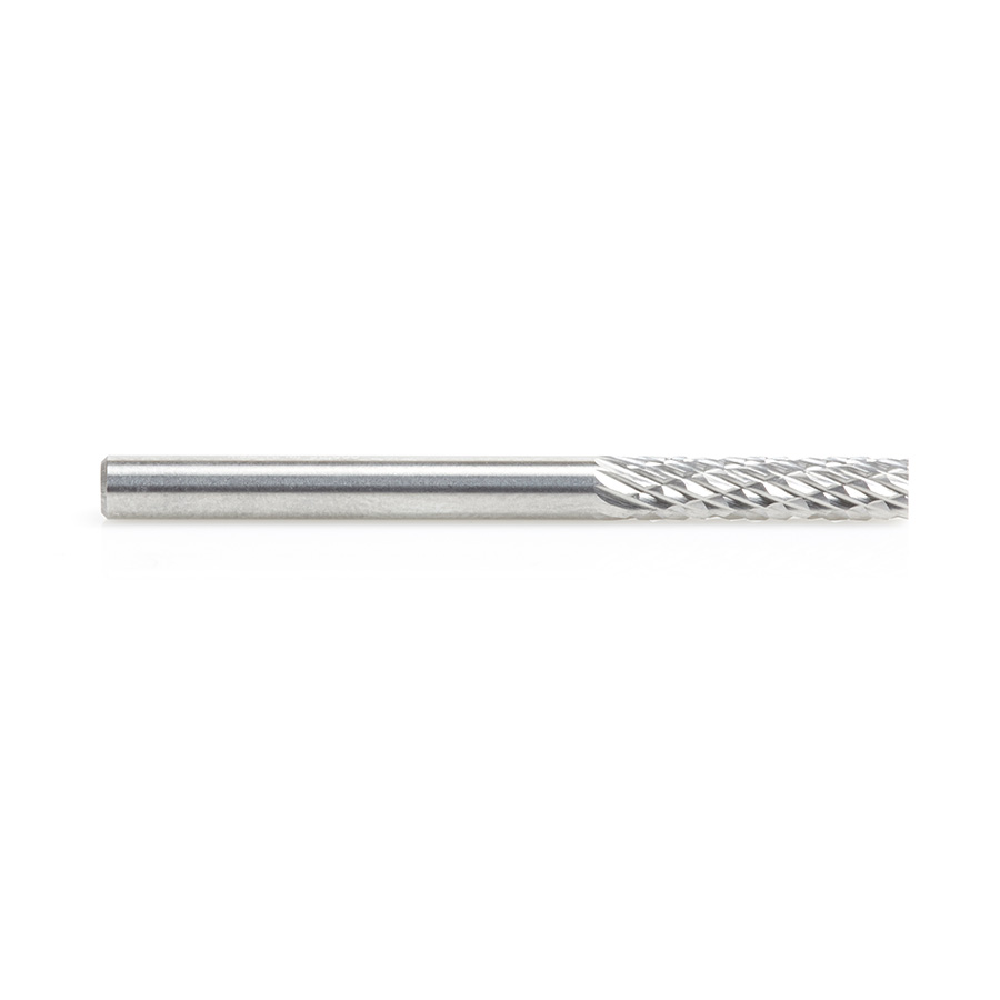 Amana BURS-098 Solid Carbide Cylindrical Shape with No End Cut 1/8 Dia x 9/16 x 1/8 Shank Double Cut SA Burr Bit for Die-Grinders