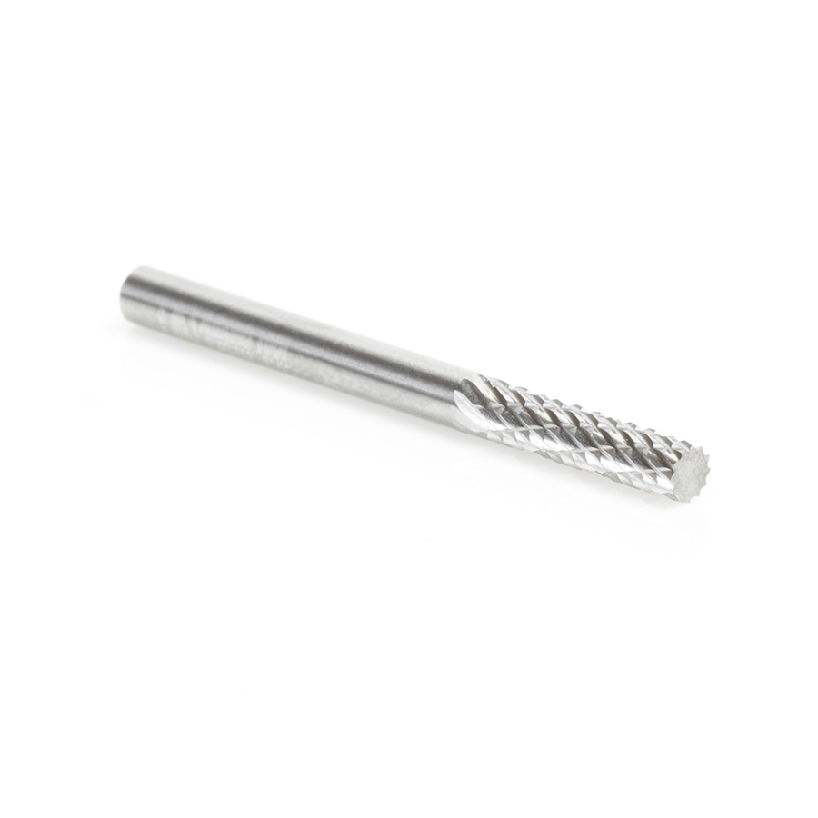 Amana BURS-098 Solid Carbide Cylindrical Shape with No End Cut 1/8 Dia x 9/16 x 1/8 Shank Double Cut SA Burr Bit for Die-Grinders