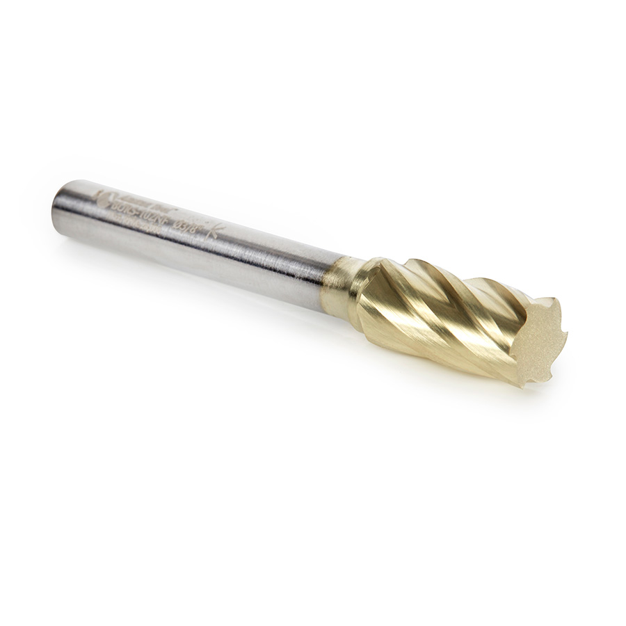 Amana BURS-102NF Solid Carbide Cylindrical Shape with No End Cut 3/8 Dia x 3/4 x 1/4 Shank Non-Ferrous ZrN Coated SA Burr Bit for Die-Grinders