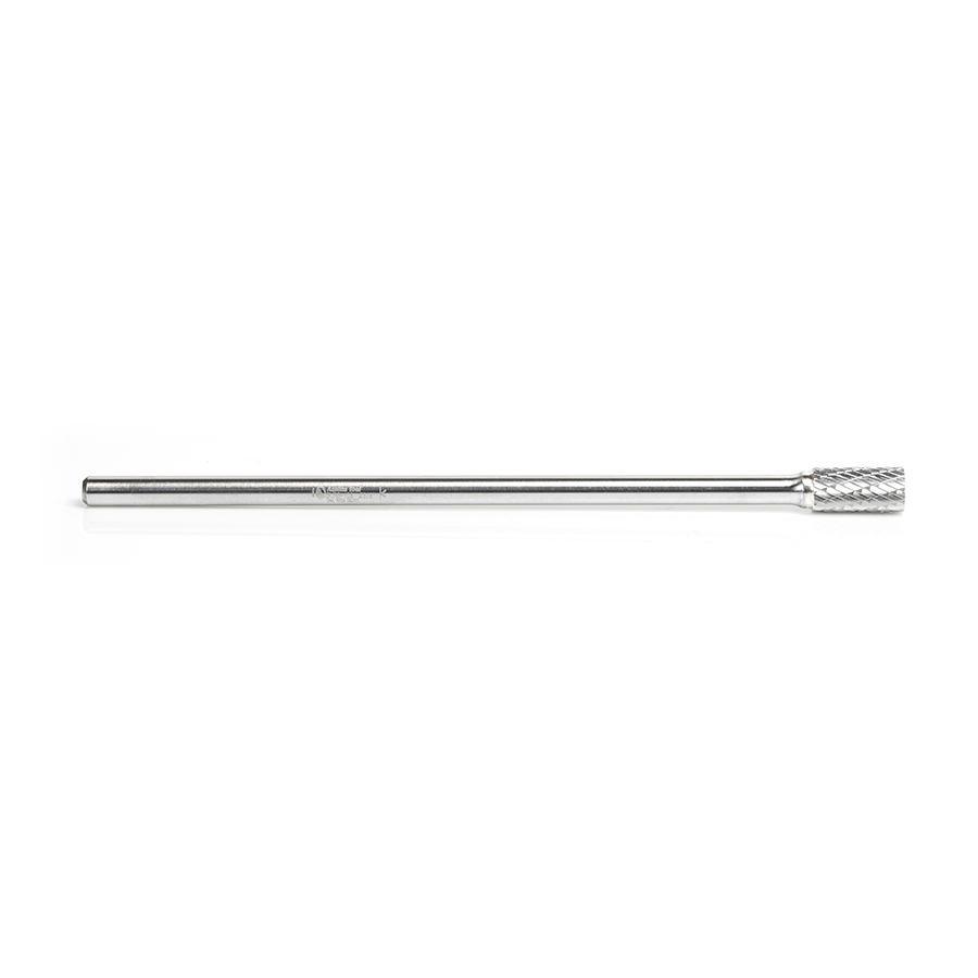 Amana BURS-103 Solid Carbide Cylindrical Shape with No End Cut 3/8 Dia x 3/4 x 1/4 Shank Double Cut SA Burr Bit for Die-Grinders