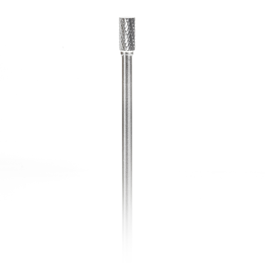 Amana BURS-103 Solid Carbide Cylindrical Shape with No End Cut 3/8 Dia x 3/4 x 1/4 Shank Double Cut SA Burr Bit for Die-Grinders