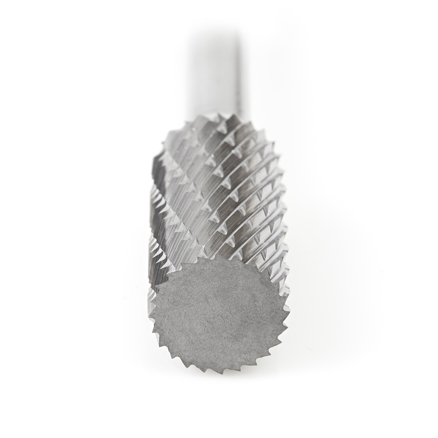 Amana BURS-104 Solid Carbide Cylindrical Shape with No End Cut 1/2 Dia x 1 x 1/4 Shank Double Cut SA Burr Bit for Die-Grinders