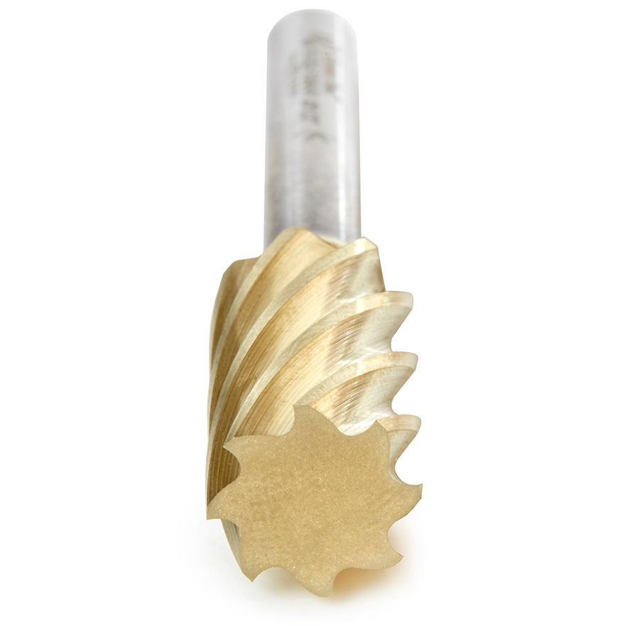 Amana BURS-104NF Solid Carbide Cylindrical Shape with No End Cut 1/2 Dia x 1 x 1/4 Shank Non-Ferrous ZrN Coated SA Burr Bit for Die-Grinders