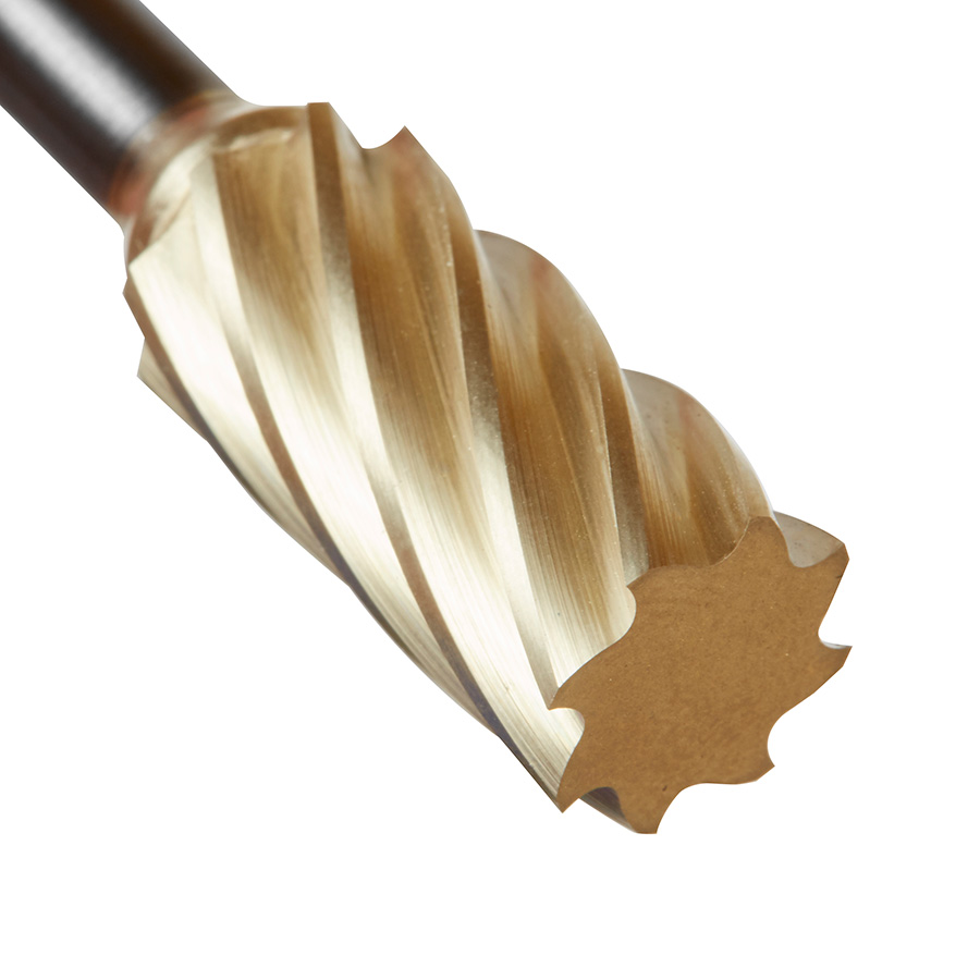 Amana BURS-104NF Solid Carbide Cylindrical Shape with No End Cut 1/2 Dia x 1 x 1/4 Shank Non-Ferrous ZrN Coated SA Burr Bit for Die-Grinders