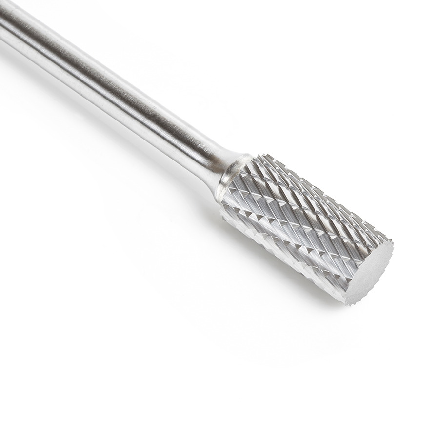 Amana BURS-105 Solid Carbide Cylindrical Shape with No End Cut 1/2 Dia x 1 x 1/4 Shank Double Cut SA Burr Bit for Die-Grinders