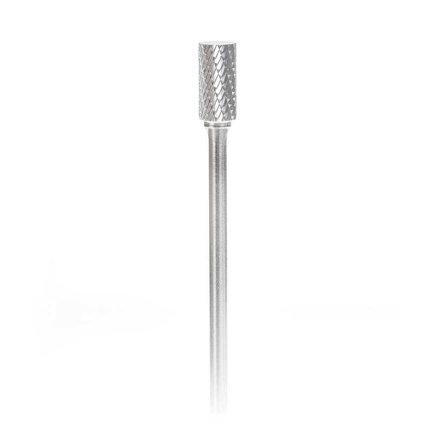 Amana BURS-105 Solid Carbide Cylindrical Shape with No End Cut 1/2 Dia x 1 x 1/4 Shank Double Cut SA Burr Bit for Die-Grinders