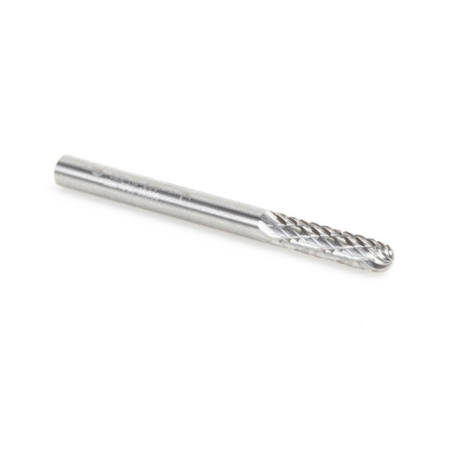 Amana BURS-118 Solid Carbide Radius Cylinder Shape 1/8 Dia x 9/16 x 1/8 Shank Double Cut SC Burr Bit for Die-Grinders