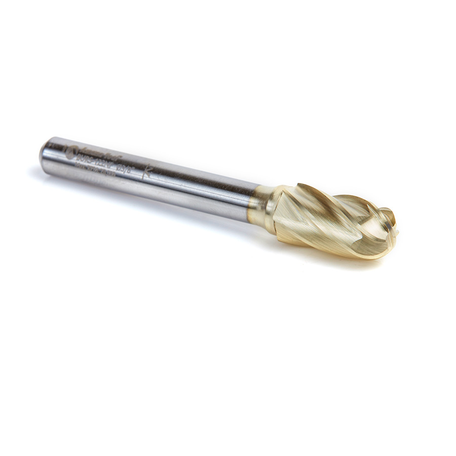 Amana BURS-122NF Solid Carbide Radius Cylinder Shape 3/8 Dia x 3/4 x 1/4 Shank Non-Ferrous ZrN Coated SC Burr Bit for Die-Grinders