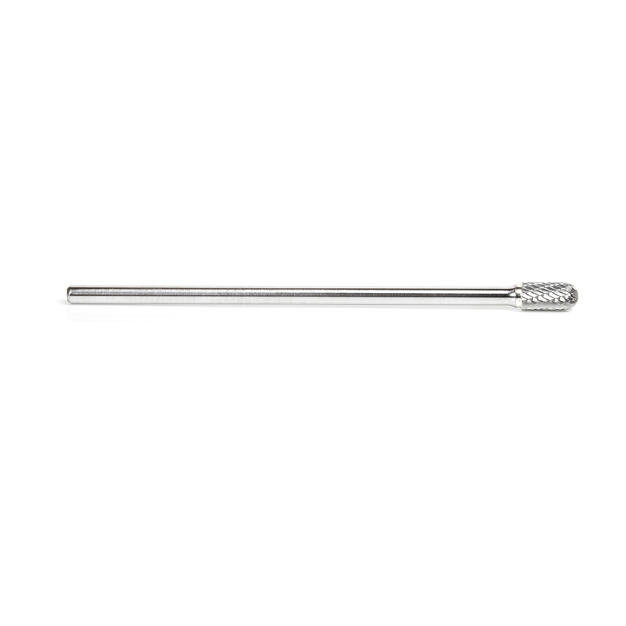 Amana BURS-123 Solid Carbide Radius Cylinder Shape 3/8 Dia x 3/4 x 1/4 Shank Double Cut SC Burr Bit for Die-Grinders