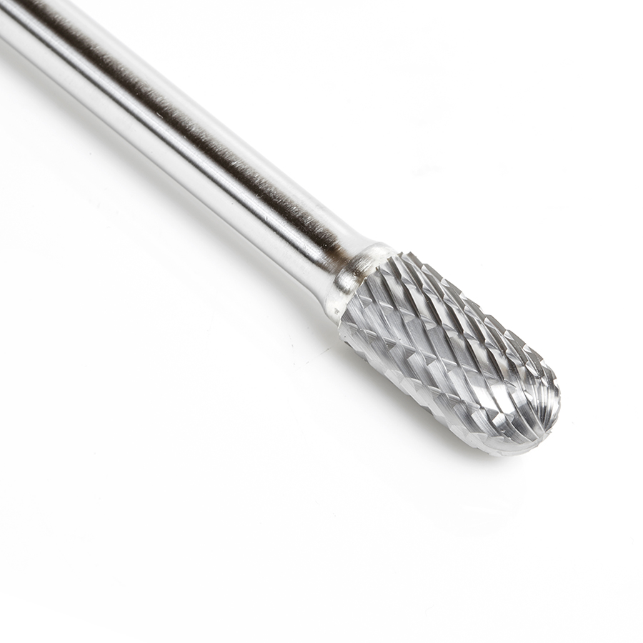Amana BURS-123 Solid Carbide Radius Cylinder Shape 3/8 Dia x 3/4 x 1/4 Shank Double Cut SC Burr Bit for Die-Grinders