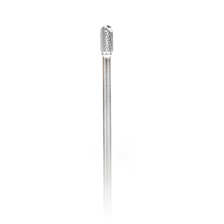 Amana BURS-123 Solid Carbide Radius Cylinder Shape 3/8 Dia x 3/4 x 1/4 Shank Double Cut SC Burr Bit for Die-Grinders