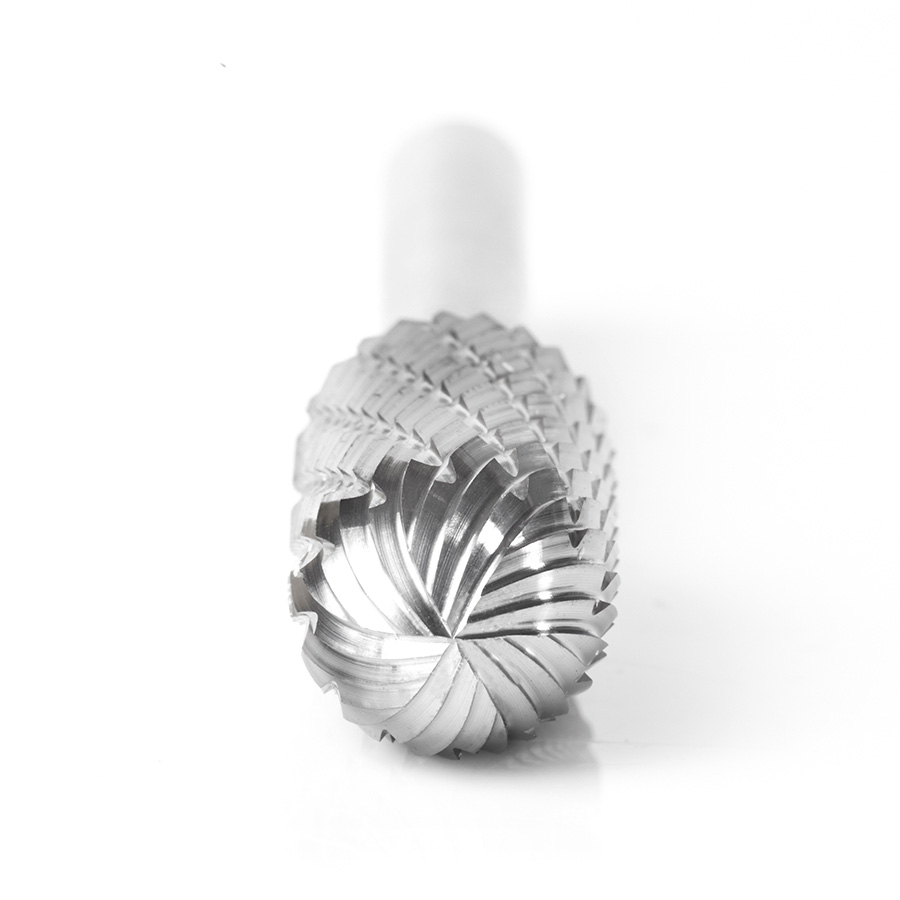 Amana BURS-124 Solid Carbide Radius Cylinder Shape 1/2 Dia x 1 x 1/4 Shank Double Cut SC Burr Bit for Die-Grinders