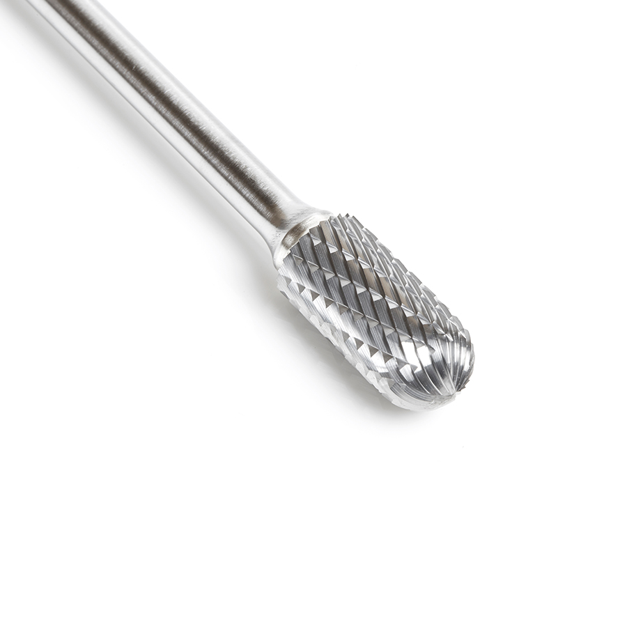 Amana BURS-126 Solid Carbide Radius Cylinder Shape 1/2 Dia x 1 x 1/4 Shank Double Cut SC Burr Bit for Die-Grinders