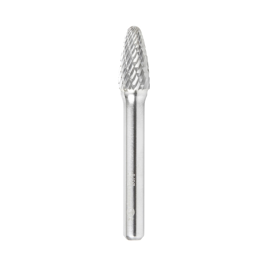 Amana BURS-142 Solid Carbide Tree Shape 3/8 Dia x 3/4 x 1/4 Shank Double Cut SF Burr Bit for Die-Grinders