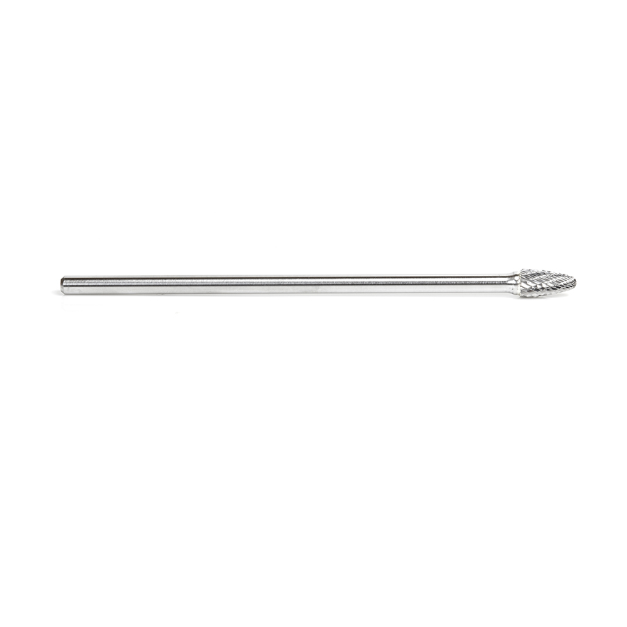 Amana BURS-143 Solid Carbide Tree Shape 3/8 Dia x 3/4 x 1/4 Shank Double Cut SF Burr Bit for Die-Grinders