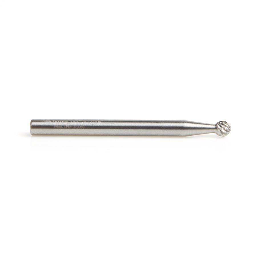 Amana BURS-150 Solid Carbide Ball Shape 1/8 Dia x 1/8 x 1/8 Shank Double Cut SD Burr Bit for Die-Grinders