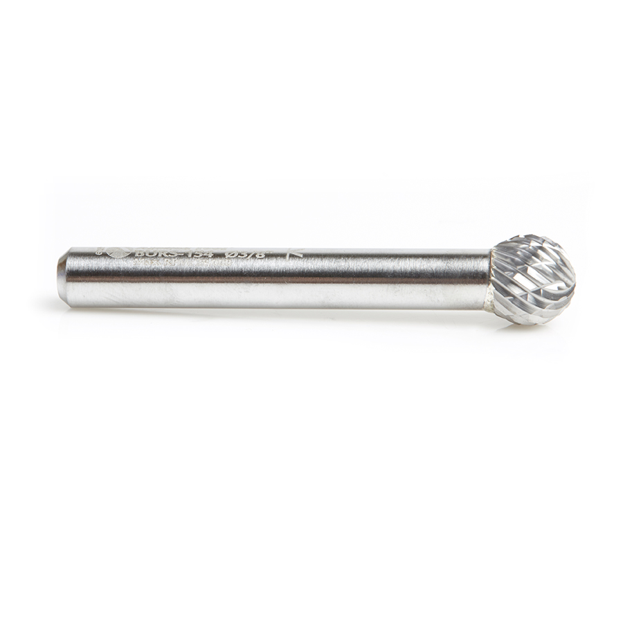 Amana BURS-154 Solid Carbide Ball Shape 3/8 Dia x 5/16 x 1/4 Shank Double Cut SD Burr Bit for Die-Grinders