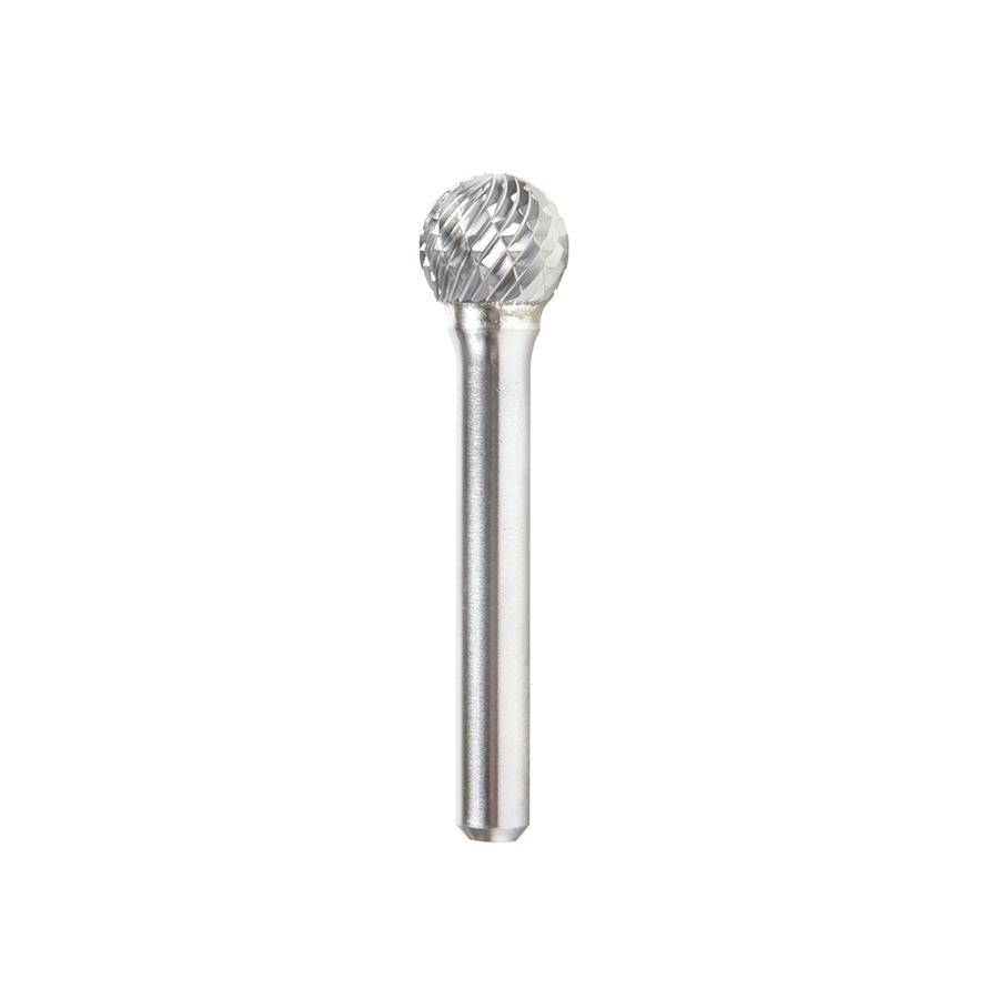 Amana BURS-158 Solid Carbide Ball Shape 1/2 Dia x 7/16 x 1/4 Shank Double Cut SD Burr Bit for Die-Grinders