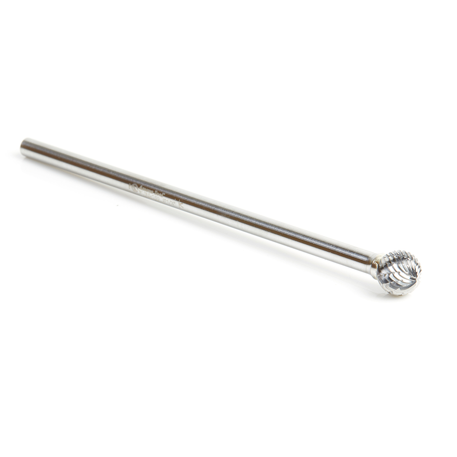 Amana BURS-160 Solid Carbide Ball Shape 1/2 Dia x 7/16 x 1/4 Shank Double Cut SD Burr Bit for Die-Grinders