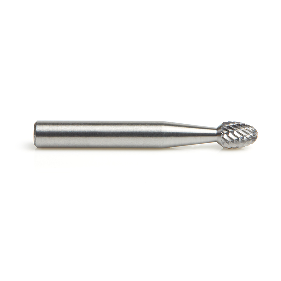 Amana BURS-172 Solid Carbide Oval Shape 1/4 Dia x 3/8 x 1/4 Shank Double Cut SE Burr Bit for Die-Grinders