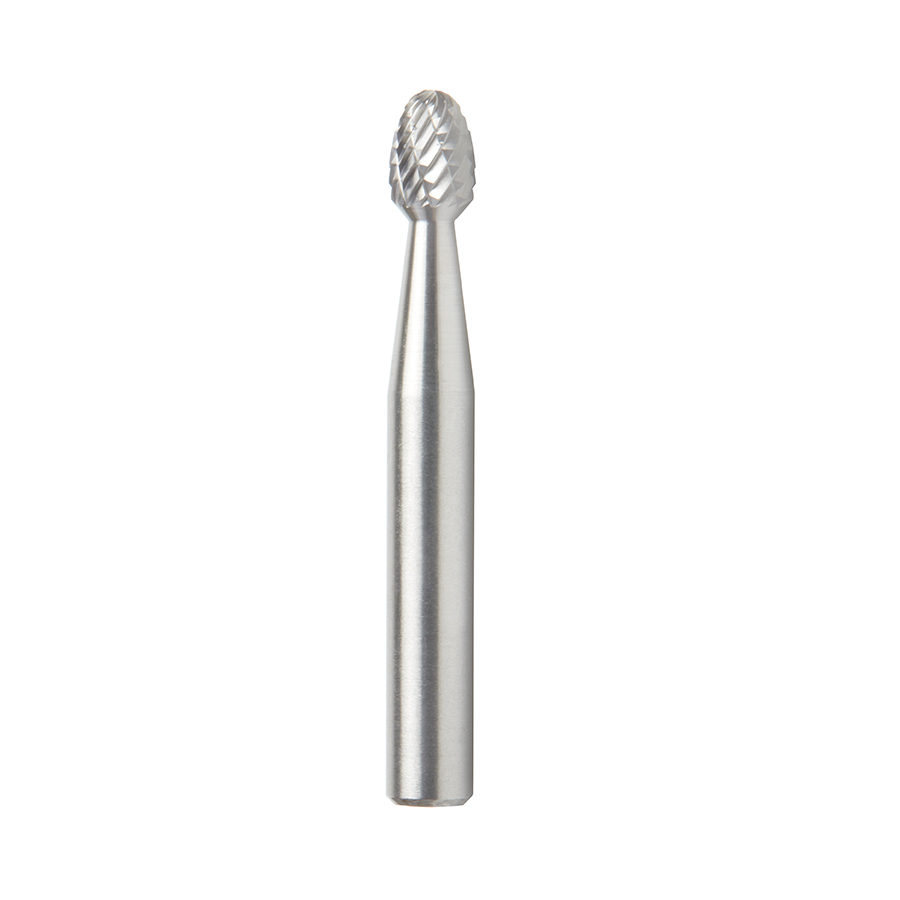 Amana BURS-172 Solid Carbide Oval Shape 1/4 Dia x 3/8 x 1/4 Shank Double Cut SE Burr Bit for Die-Grinders